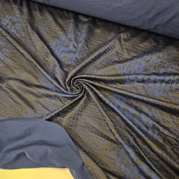 Gece Mavisi  Lyc Süprem Kumaş Piton Mat Siyah Baskı | R1-21