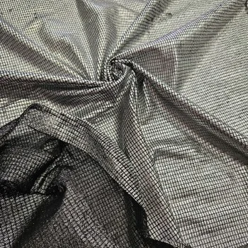 Gümüş Sim+Varak Dikdörtgen Desen Outlet Tül Kumaş |  R2-4