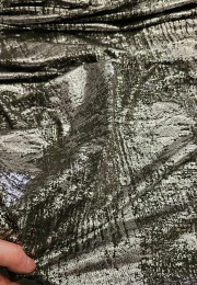 Gümüş Varak Batik Desen Haki Süprem Kumaş | B-11