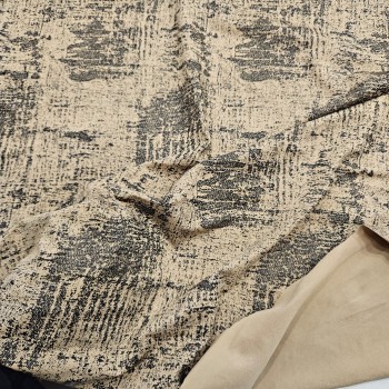 Mat Siyah Batik Desen Kaplama Bej Süprem Kumaş | R2-7