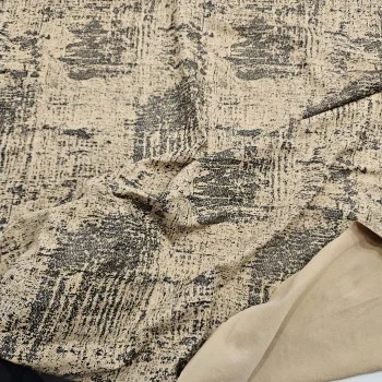 Mat Siyah Batik Desen Kaplama Bej Süprem Kumaş | R2-7