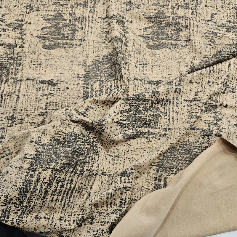 Mat Siyah Batik Desen Kaplama Bej Süprem Kumaş | R2-7