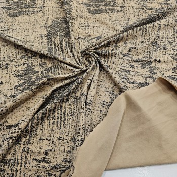 Mat Siyah Batik Desen Kaplama Bej Süprem Kumaş | R2-7