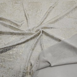 Açık Altın Batik Desen Beyaz Ribana Kumaş | C3-2