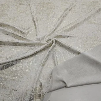 Açık Altın Batik Desen Beyaz Ribana Kumaş | C3-2
