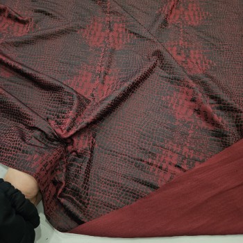 Mat Kaplama Yılan Desen Bordo Zemin Süprem Kumaş | X-03