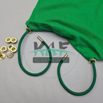 Set Fırsat* Yeşil 50'lu Kordon Bağcık 105 cm & No 5 Gold Renk 100'li Kuşgözü Set
