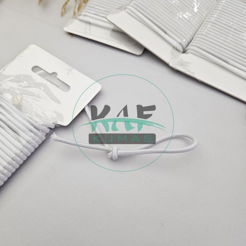 3 mm Yuvarlak Yumuşak Lastik İp 5 mt | Bel Paça Don Lastiği | Aksesuar Lastiği Beyaz_101