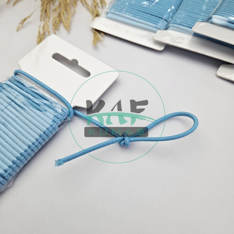3 mm Yuvarlak Yumuşak Lastik İp 5 mt | Bel Paça Don Lastiği | Aksesuar Lastiği Turkuaz_455