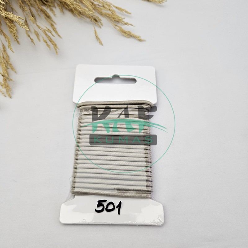 3 mm Yuvarlak Yumuşak Lastik İp 5 mt | Bel Paça Don Lastiği | Aksesuar Lastiği Bej_501