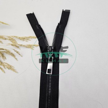 Siyah Renk Metal Elcikli Açık Uçlu Fermuar | Naylon Dişli Fermuar Uzunluk 58 cm