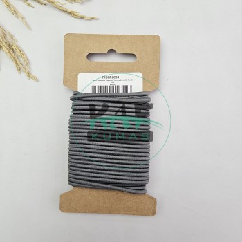 3 mm Yuvarlak Yumuşak Lastik İp 5 mt | Bel Paça Don Lastiği | Aksesuar Lastiği Gri_538
