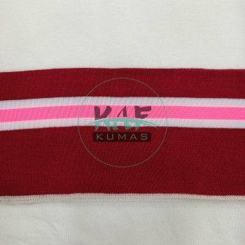 Pembe Çizgili Kırmızı Yaka