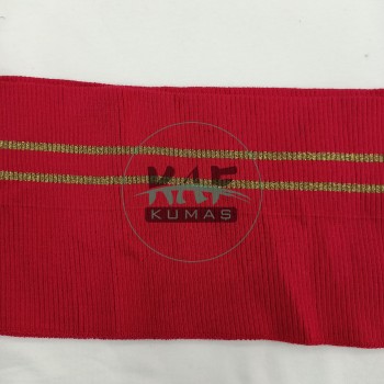 Simli Sarı Çizgili Kırmızı Yaka