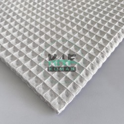 Büyük Kareli Waffle Pike Kumaş | 100% Pamuk | W-08 Açık Gri
