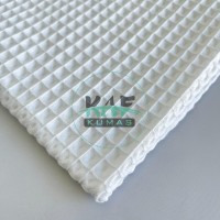 Büyük Kareli Waffle Pike Kumaş | 100% Pamuk | W-01 Beyaz