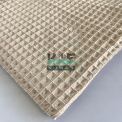 Büyük Kareli Waffle Pike Kumaş | 100% Pamuk | W-05 Açık Bej