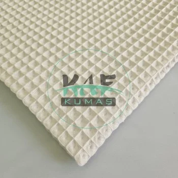 Büyük Kareli Waffle Pike Kumaş | 100% Pamuk | W-02 Açık Krem