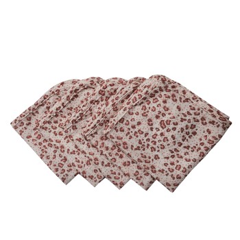5 Adet Pembe Leopar Desen Müslin Bebek Ağız Bezi