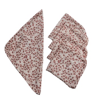 5 Adet Pembe Leopar Desen Müslin Bebek Ağız Bezi