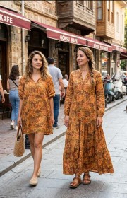 Baskılı %100 Pamuk 2 Katlı Hardal Krinkıl Müslin Kumaş | Desen 4