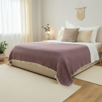 4 Katlı Mor Çift Taraflı Çift Kişilik Müslin Battaniye | 230 x 240 cm