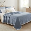 7 Katlı Denim Mavi Çift Taraflı Dolgulu Çift Kişilik Müslin Battaniye | 230 x 240 cm