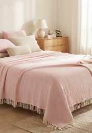 7 Katlı Soft Pembe Çift Taraflı Dolgulu Çift Kişilik Müslin Battaniye | 230 x 240 cm