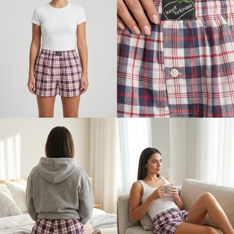 %100 Pamuklu Unisex Relaxed Boxer | Model 2