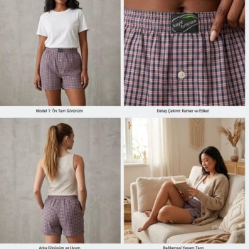 %100 Pamuklu Unisex Relaxed Boxer | Model 6