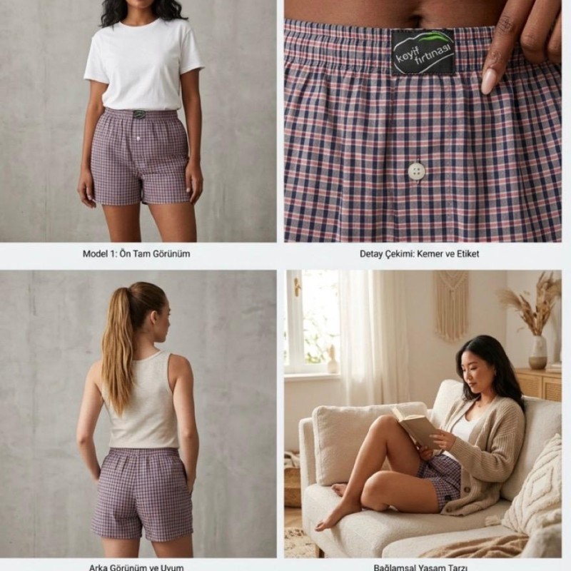 %100 Pamuklu Unisex Relaxed Boxer | Model 6