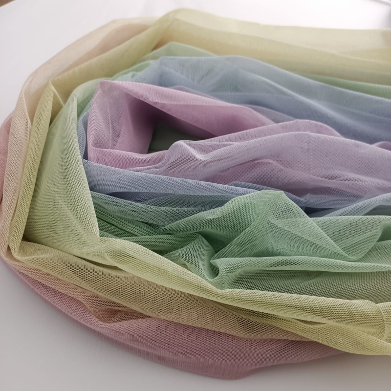 Gökkuşağı Tül Parça Kumaş %100 Polyester