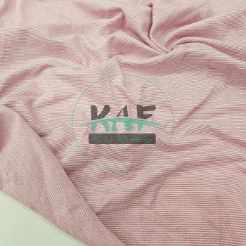 Baskılı Pamuk Penye Süprem Kumaş | Pembe Çizgili