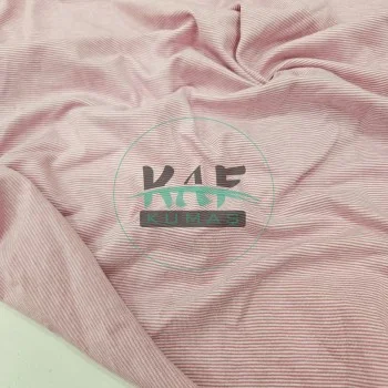 Baskılı Pamuk Penye Süprem Kumaş | Pembe Çizgili