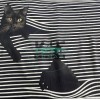 Siyah Beyaz Çizgili Kedi Desen Pano Kumaş 70x180 cm