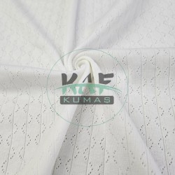 Ekru Delikli Pointelle Ribana Kumaş | 100% Pamuk | Model-8