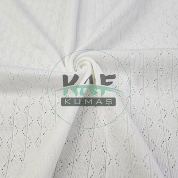 Ekru Delikli Pointelle Ribana Kumaş | 100% Pamuk | Model-8