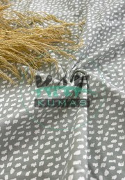 Baskılı Pamuk Penye Süprem Kumaş| Beyaz Noktalar
