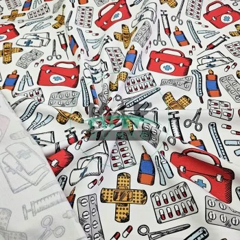Dijital Baskılı Penye Süprem Kumaş | İlk Yardım Temalı