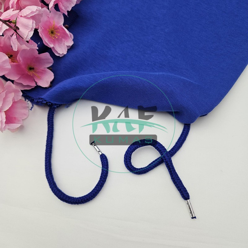 Özel Gümüş Renk Uçlamalı 125 cm Saks Mavi Kordon Bağcık | Sweatshirt-Eşofman İpi 1 Adet