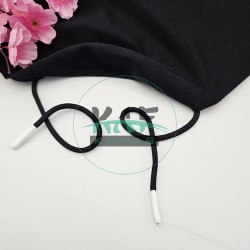 Özel Beyaz Sakız Uçlamalı 138 cm Siyah Kordon Bağcık | Sweatshirt-Eşofman İpi 1 Adet
