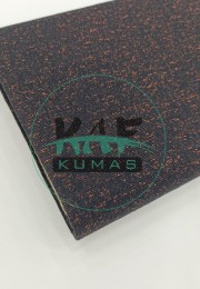 Simli Pamuk Ribana Kumaş | Geniş En |  Siyah Renk Turuncu Sim