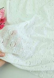 Ekru Brode (Nakışlı) Pamuk Vual Kumaş | Desen 3
