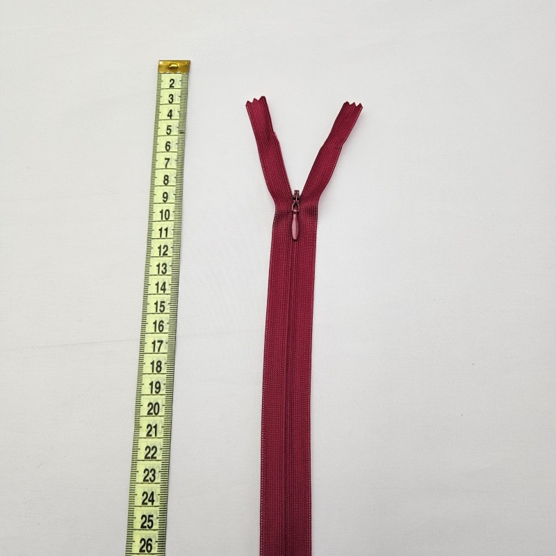 Gizli Fermuar | Uzunluk: 40 cm | Canlı Bordo