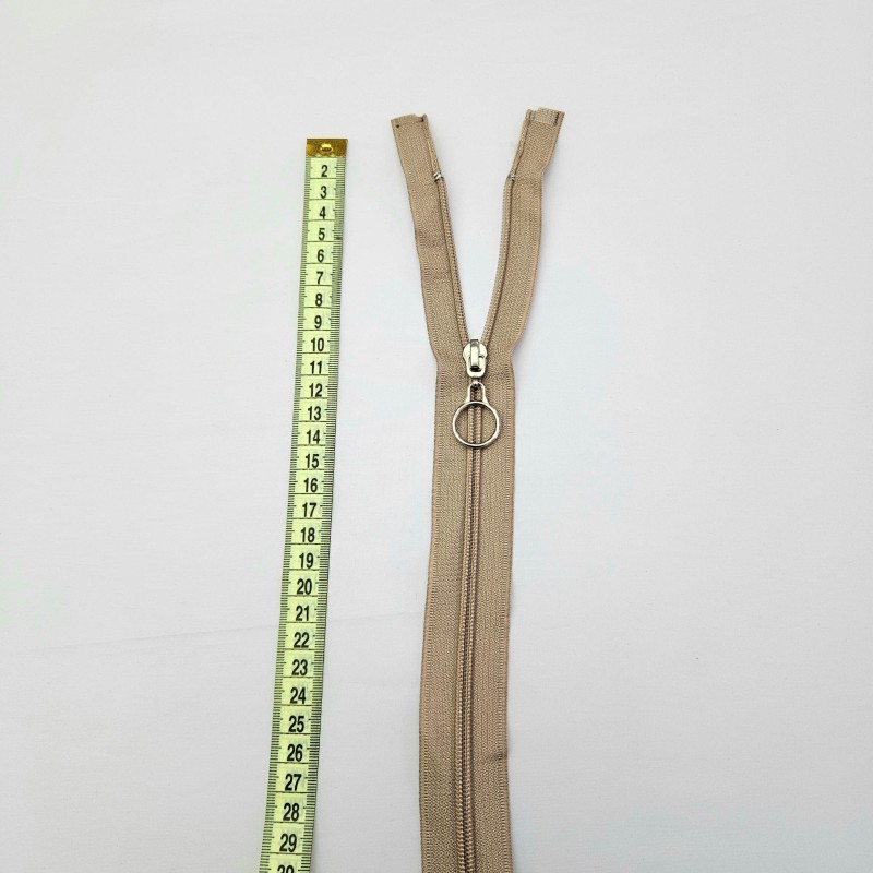 Yuvarlak Halka Fermuar | Mont-Çanta Fermuarı Uzunluk: 47 cm Koyu Bej