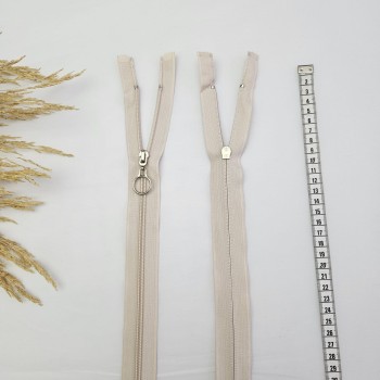 Yuvarlak Halka Fermuar | Mont-Çanta Fermuarı Uzunluk: 47 cm Bej