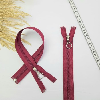 Yuvarlak Halka Fermuar | Mont-Çanta Fermuarı Uzunluk: 47 cm Bordo