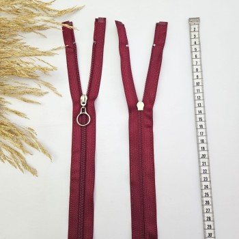Yuvarlak Halka Fermuar | Mont-Çanta Fermuarı Uzunluk: 47 cm Bordo