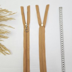 Yuvarlak Halka Fermuar | Mont-Çanta Fermuarı Uzunluk: 47 cm Karamel