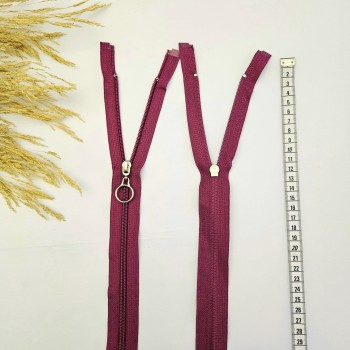 Yuvarlak Halka Fermuar | Mont-Çanta Fermuarı Uzunluk: 47 cm Vişne